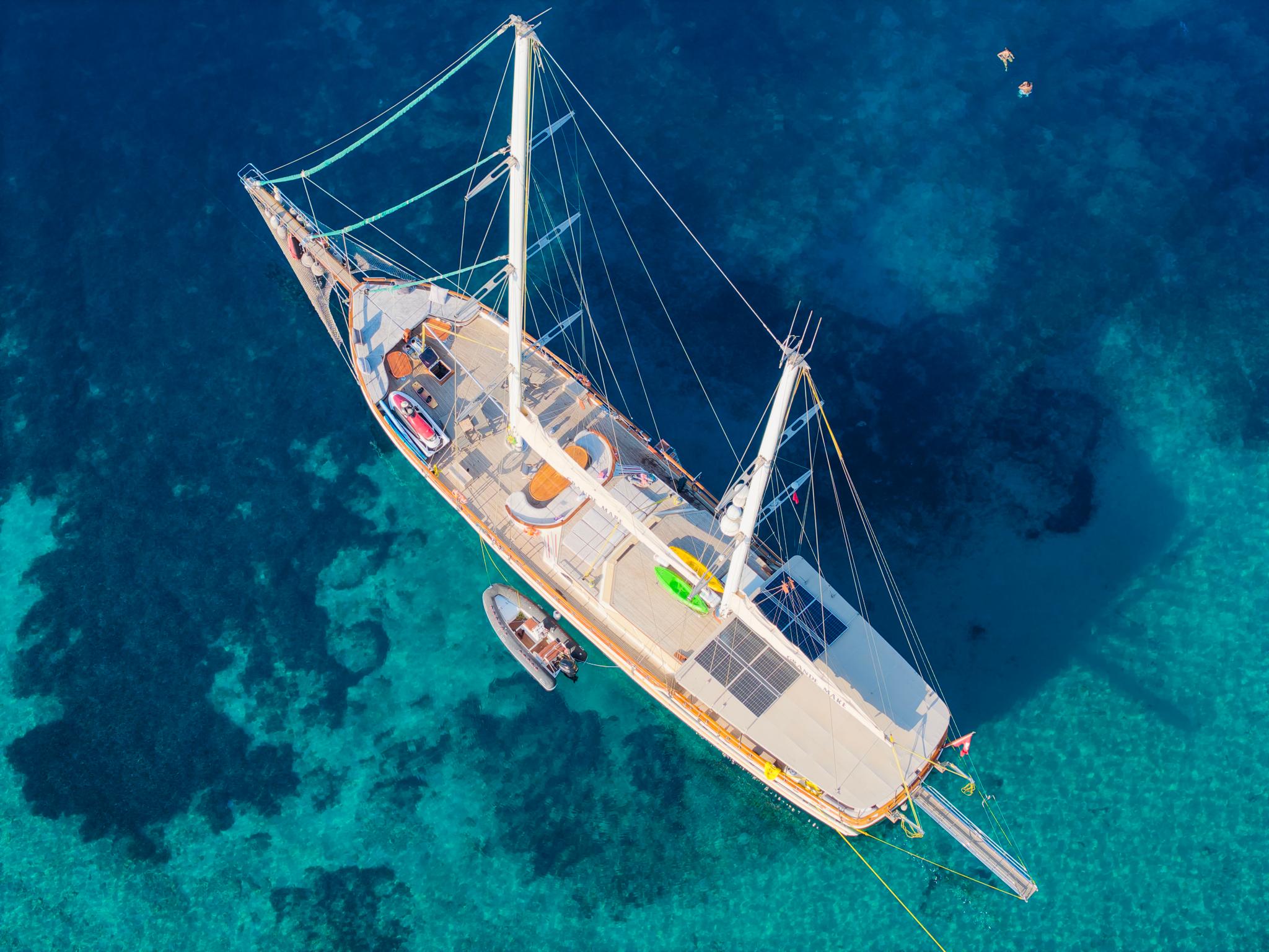 Grande Mare gulet aerial view in Türkiye