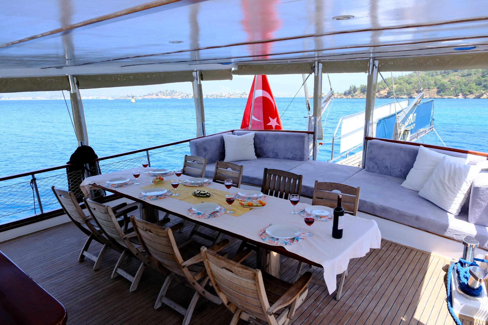 Esmeralda gulet amenities exterior deck in Türkiye