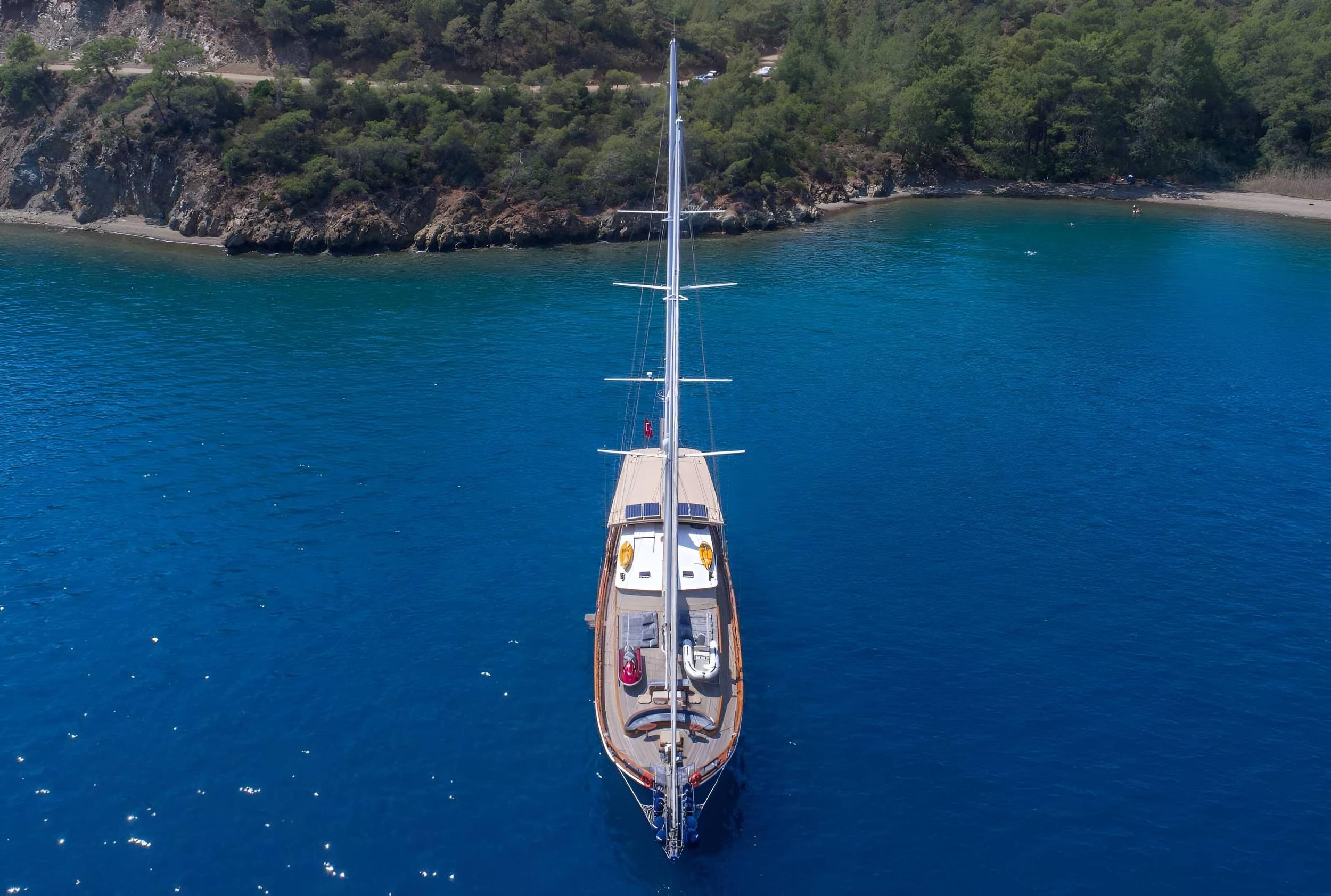 Sema Tuana gulet aerial view in Türkiye