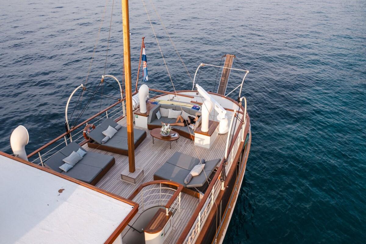 Gallant gulet aerial view in Croatia