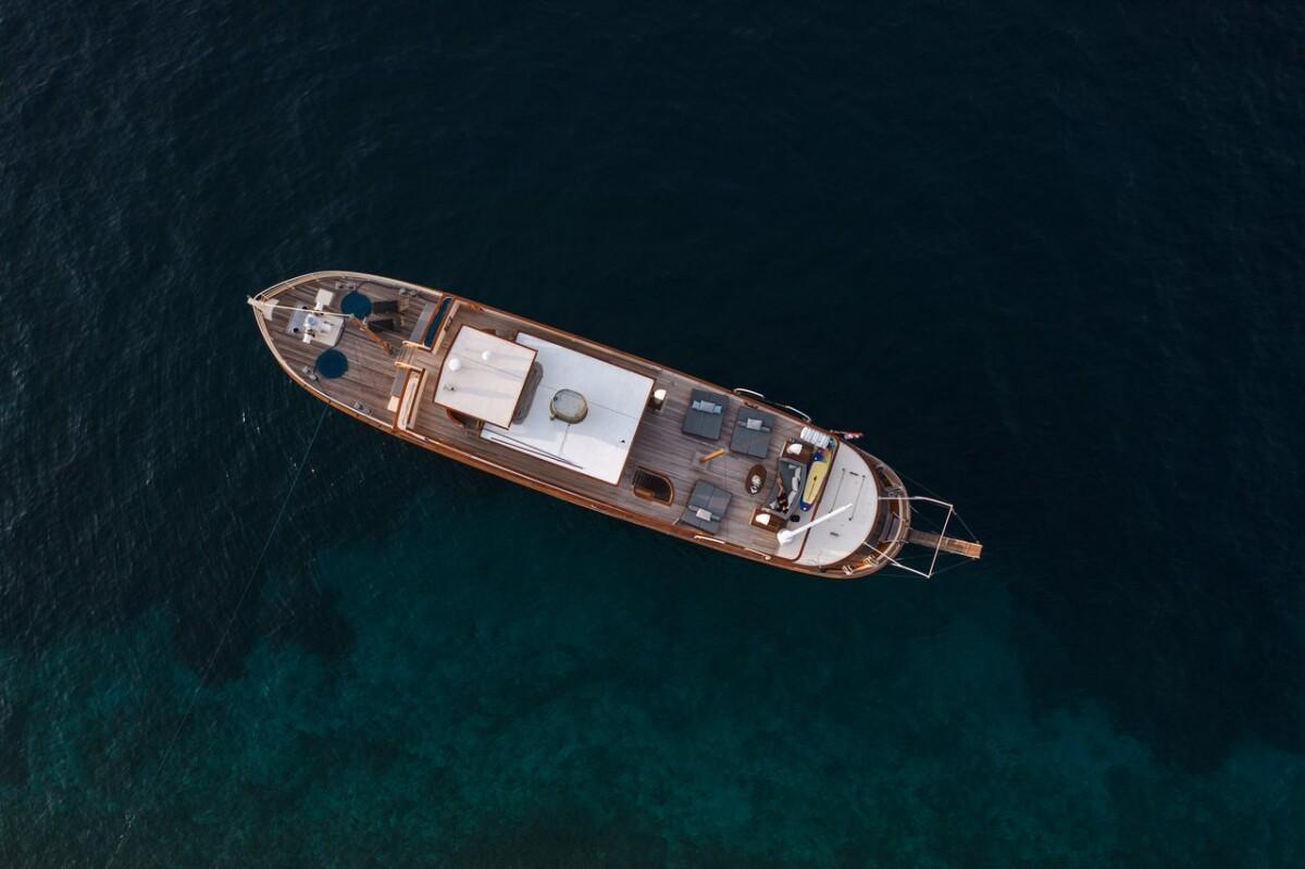 Gallant gulet aerial view in Croatia