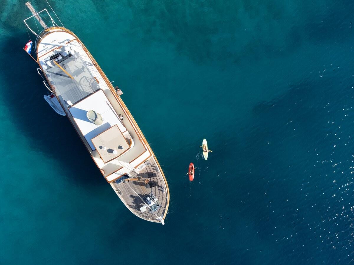 Gallant gulet aerial view in Croatia
