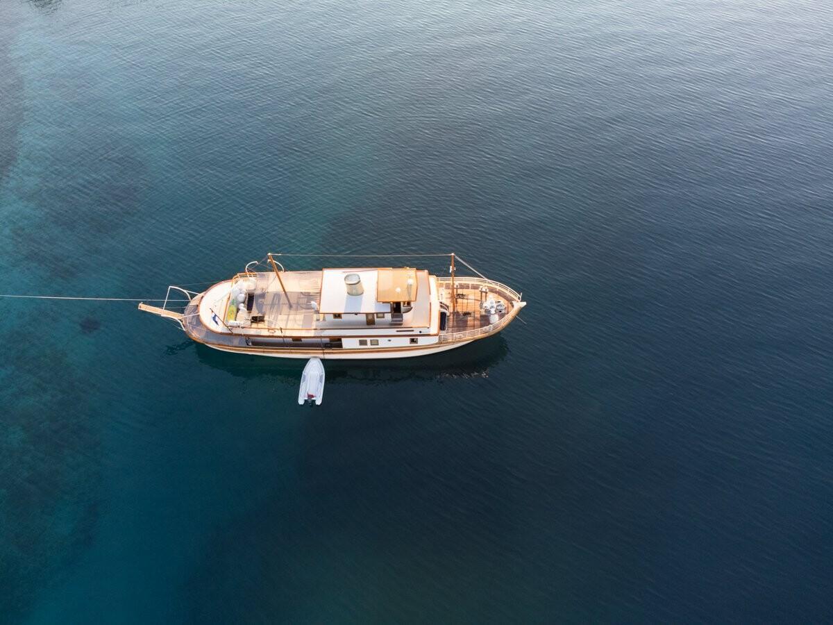 Gallant gulet aerial view in Croatia