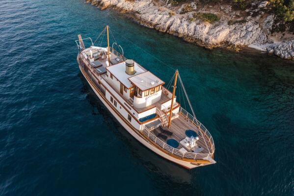 Gallant gulet aerial view in Croatia