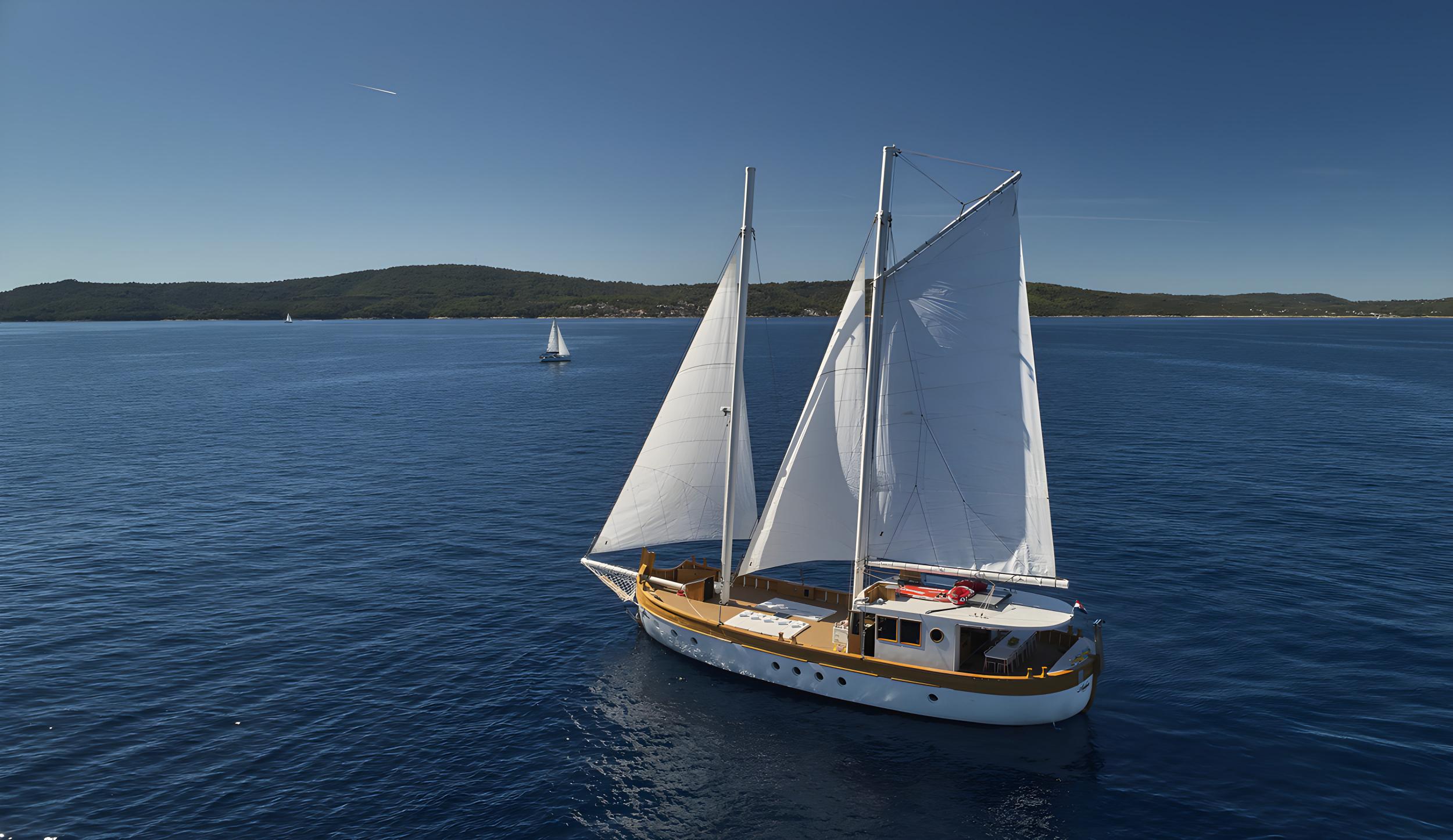 Green Ray gulet aerial view in Croatia