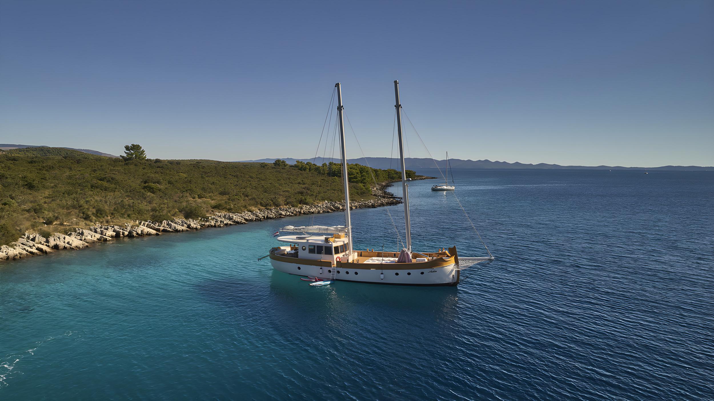 Green Ray gulet aerial view in Croatia