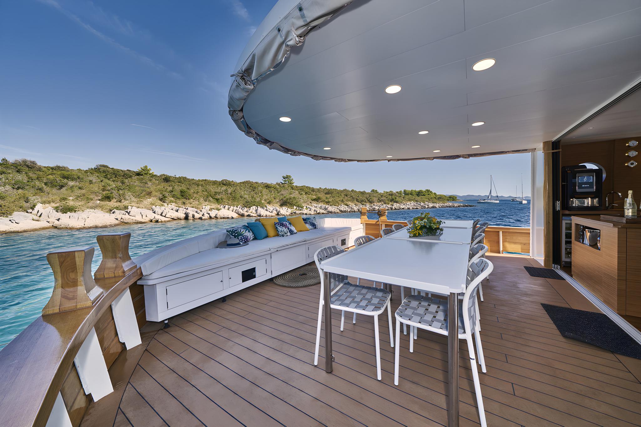 Green Ray gulet amenities exterior deck in Croatia