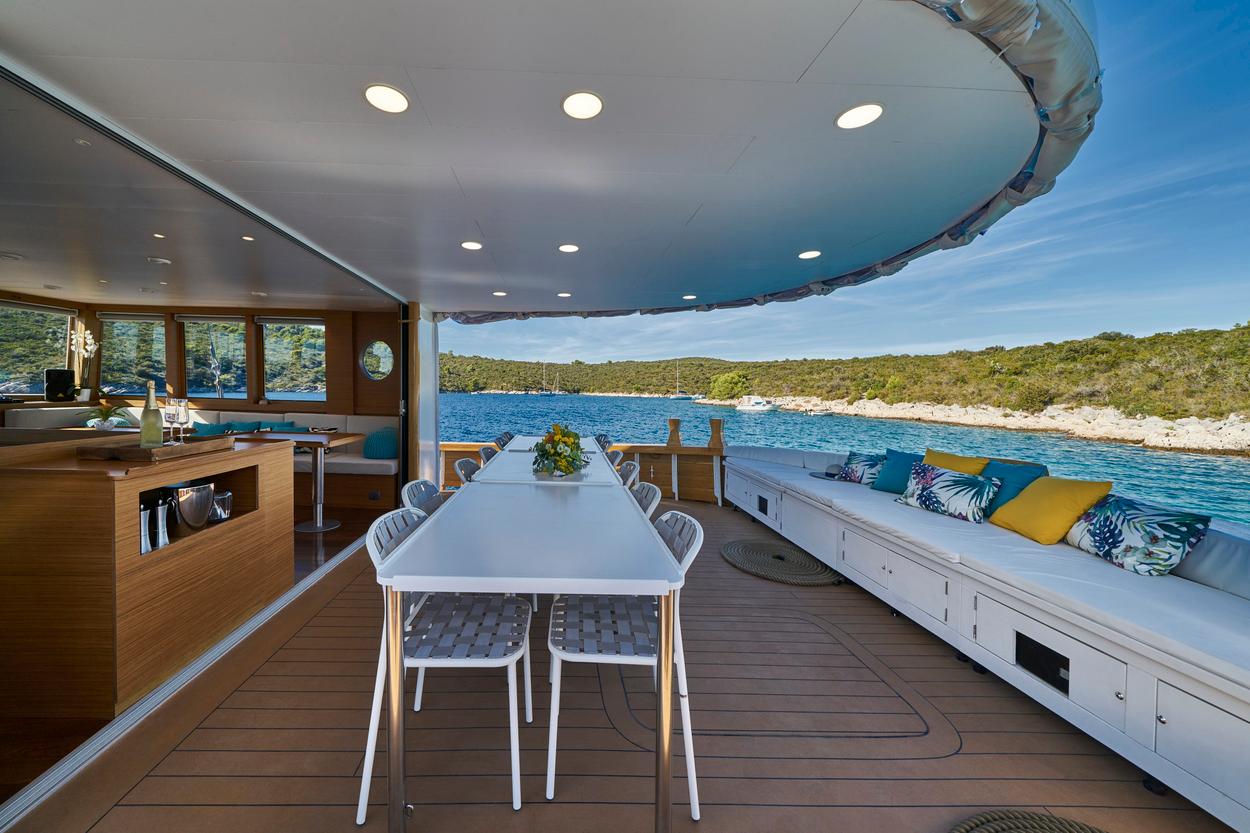 Green Ray gulet amenities exterior deck in Croatia