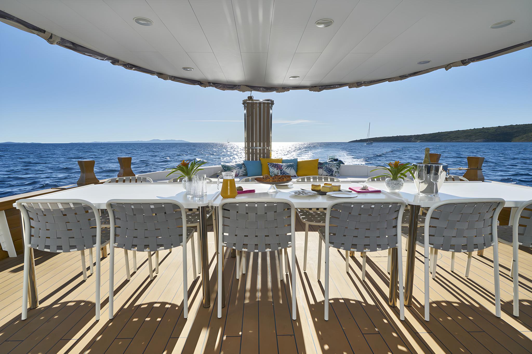 Green Ray gulet amenities exterior deck in Croatia