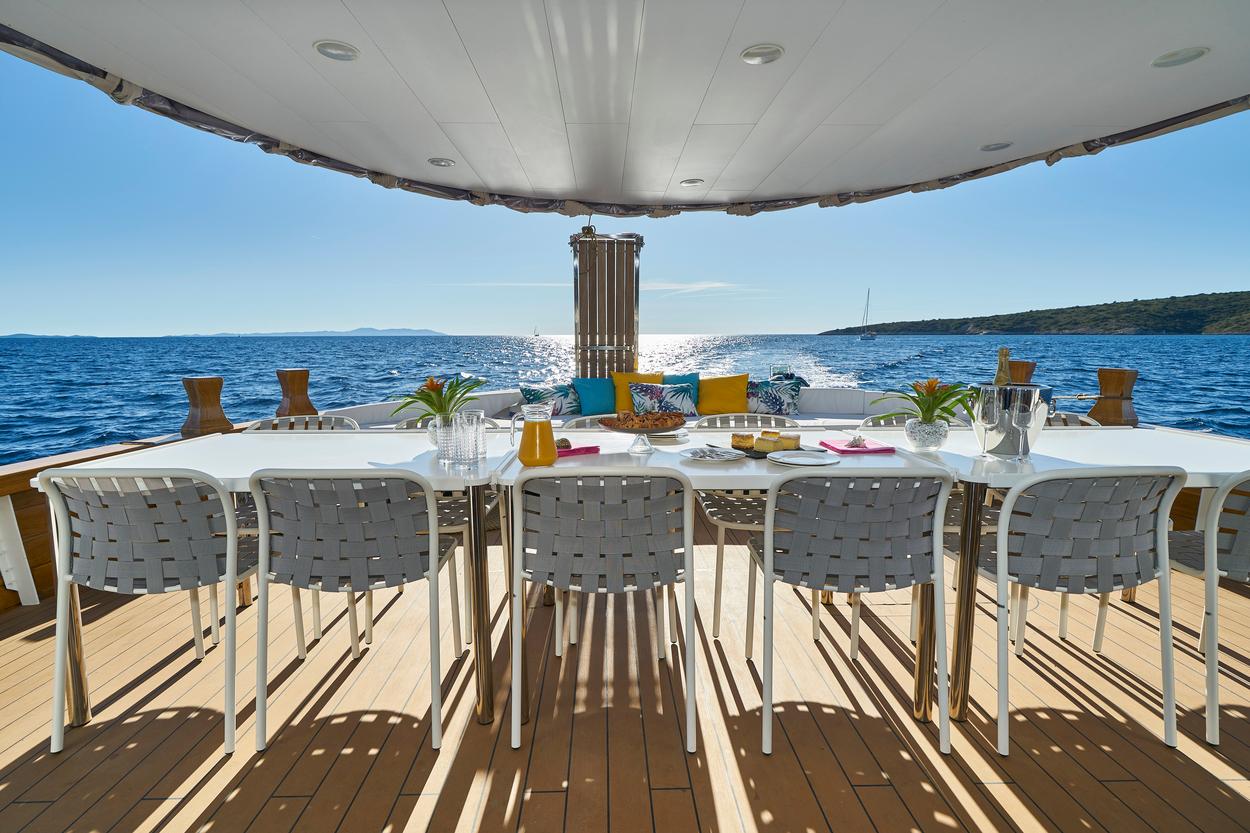 Green Ray gulet amenities exterior deck in Croatia