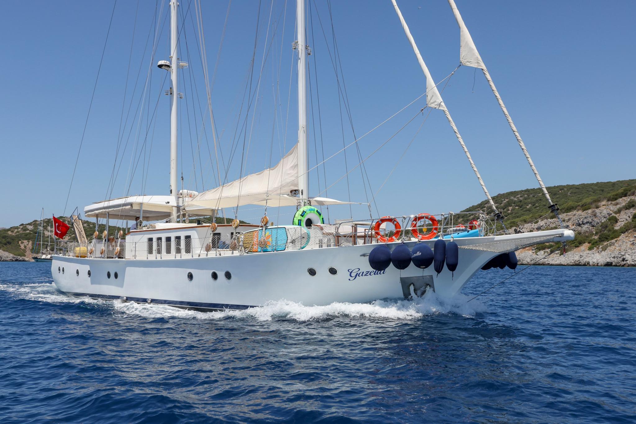 Gazella gulet amenities aerial view in Türkiye