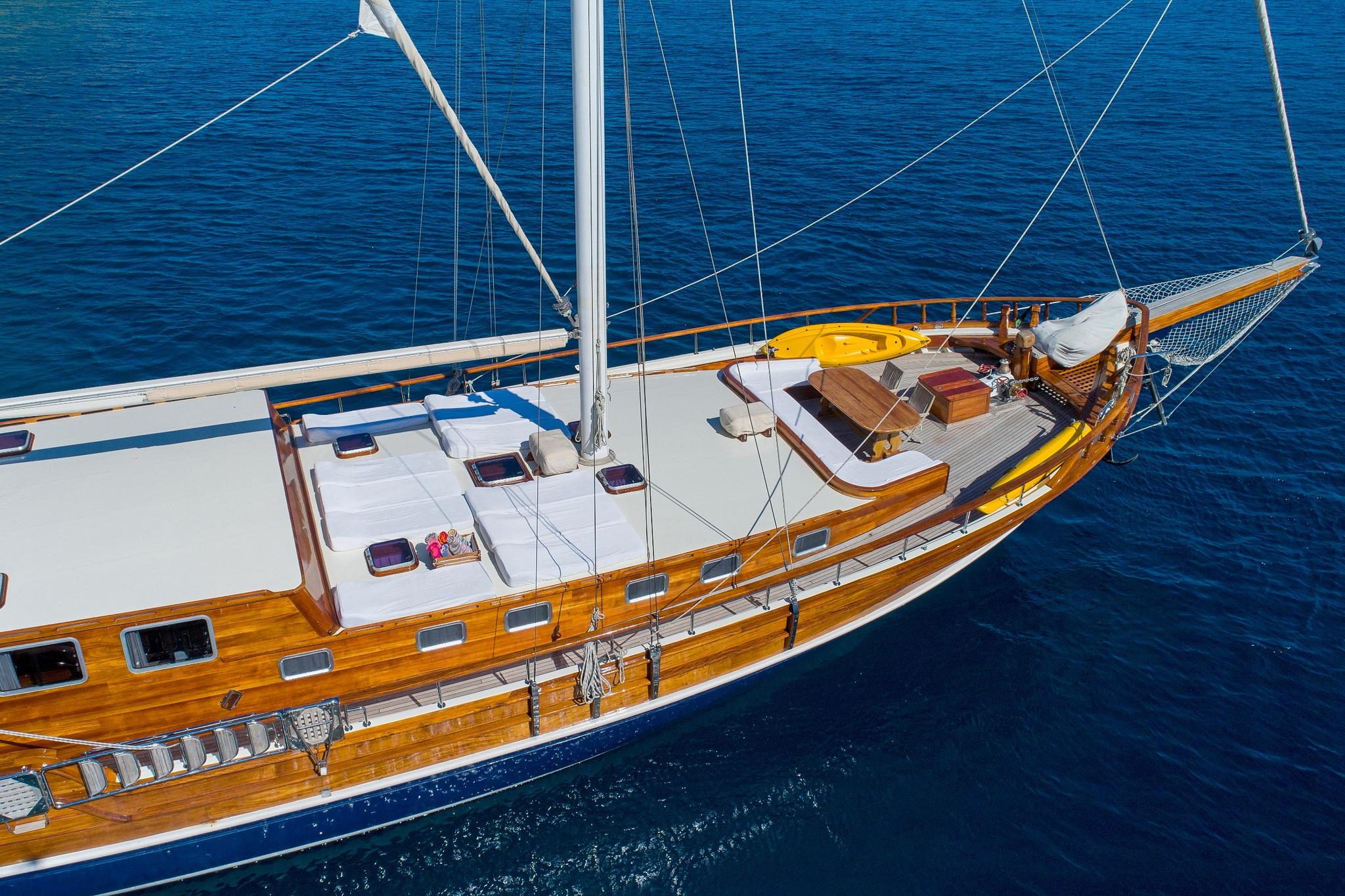 Burc-u Zafer gulet amenities aerial view in Türkiye