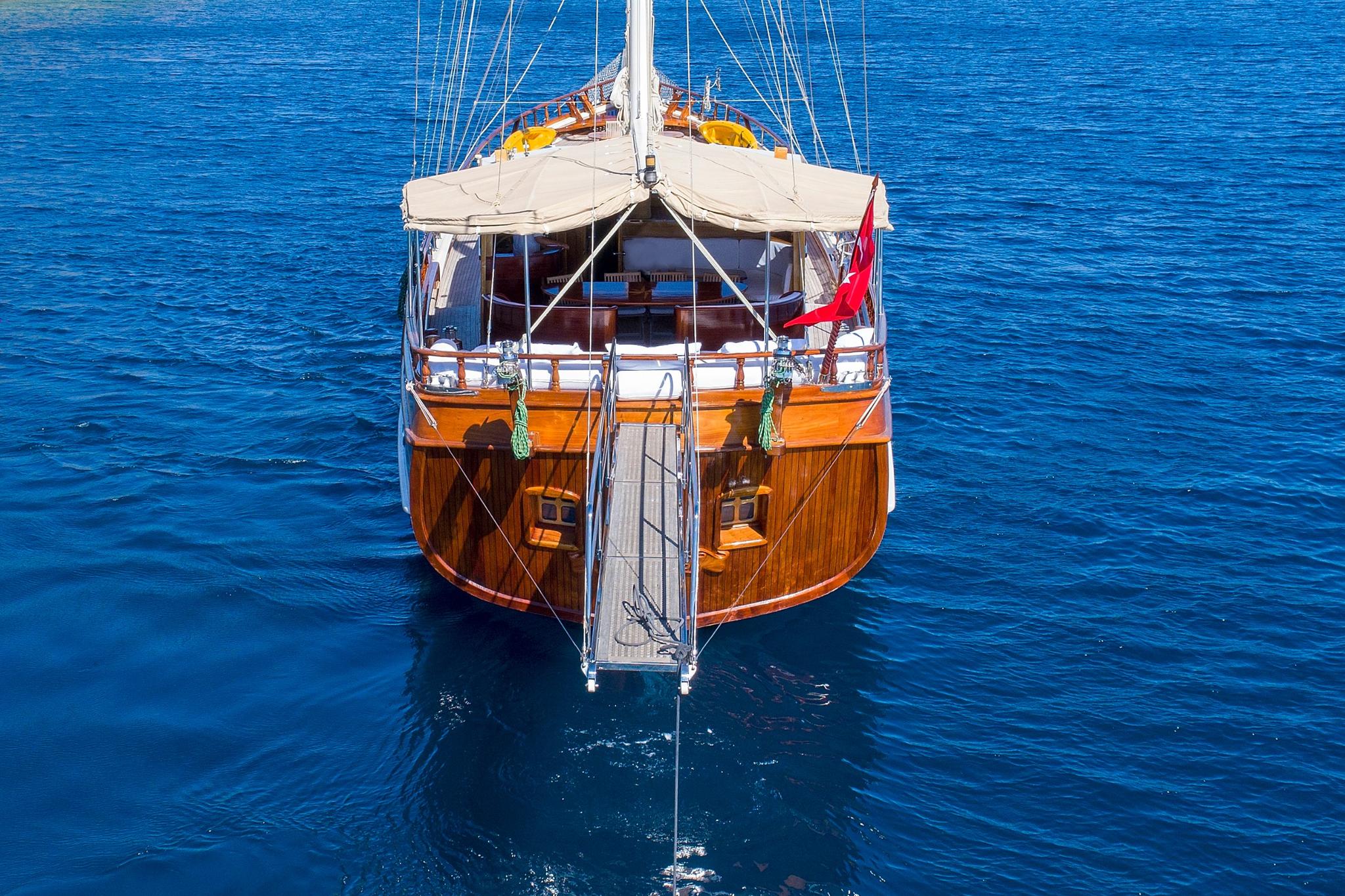 Burc-u Zafer gulet amenities aerial view in Türkiye