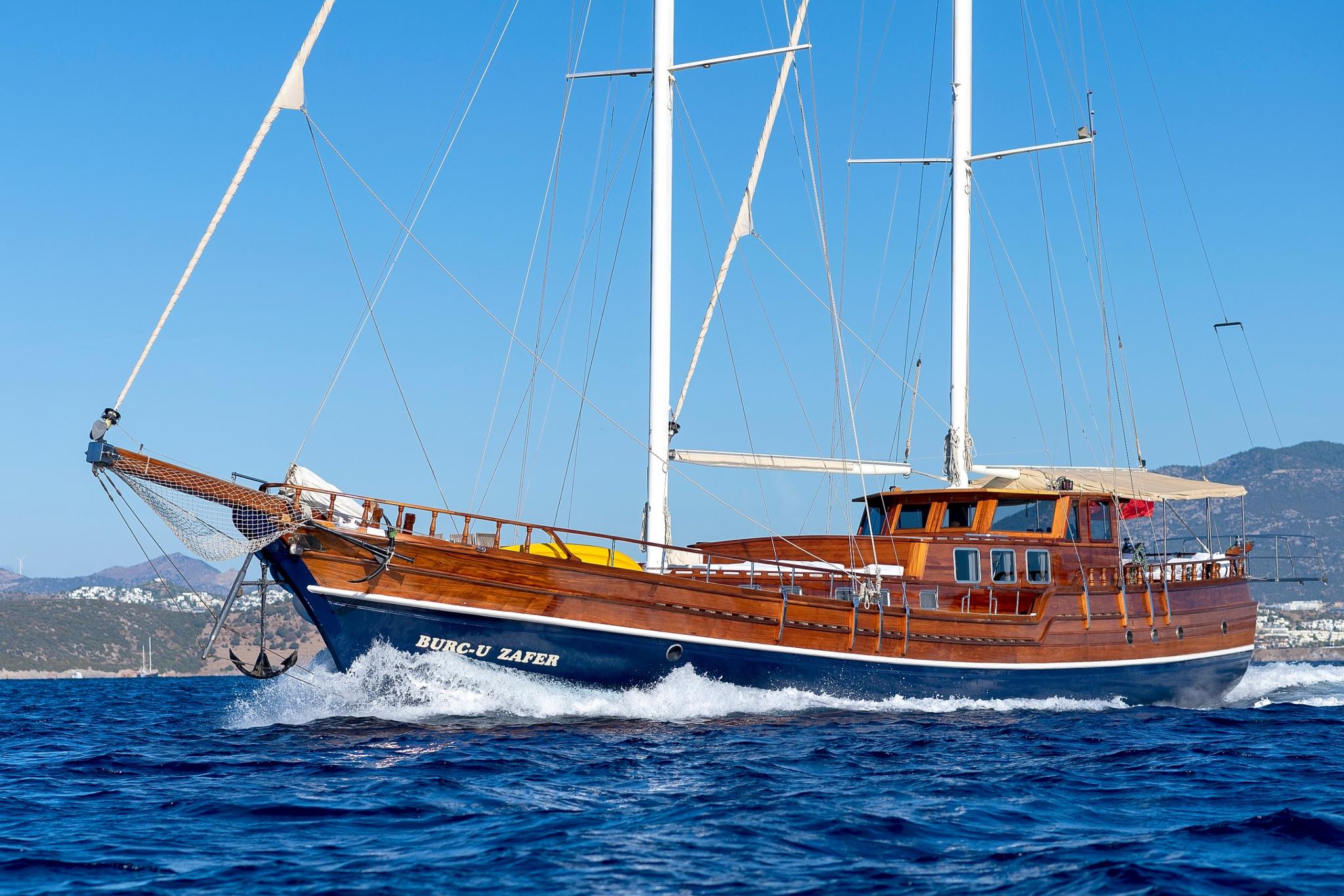 Burc-u Zafer gulet amenities aerial view in Türkiye