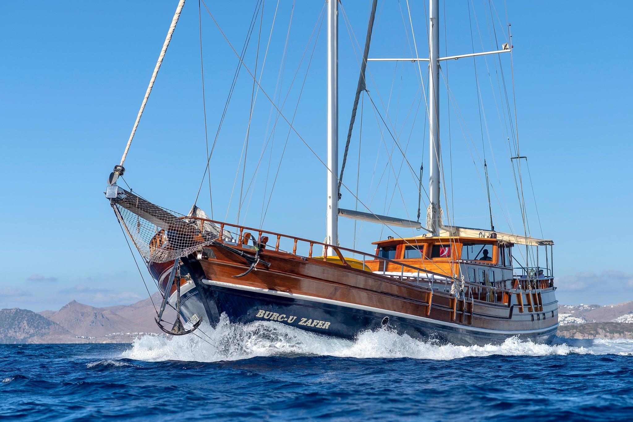 Burc-u Zafer gulet amenities aerial view in Türkiye