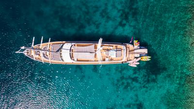 Aurum Sky gulet aerial view in Croatia