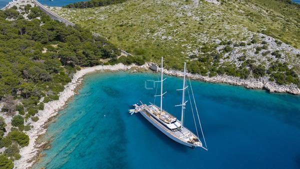Aurum Sky gulet aerial view in Croatia