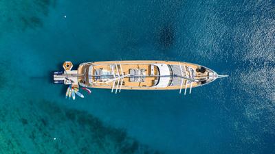 Aurum Sky gulet aerial view in Croatia