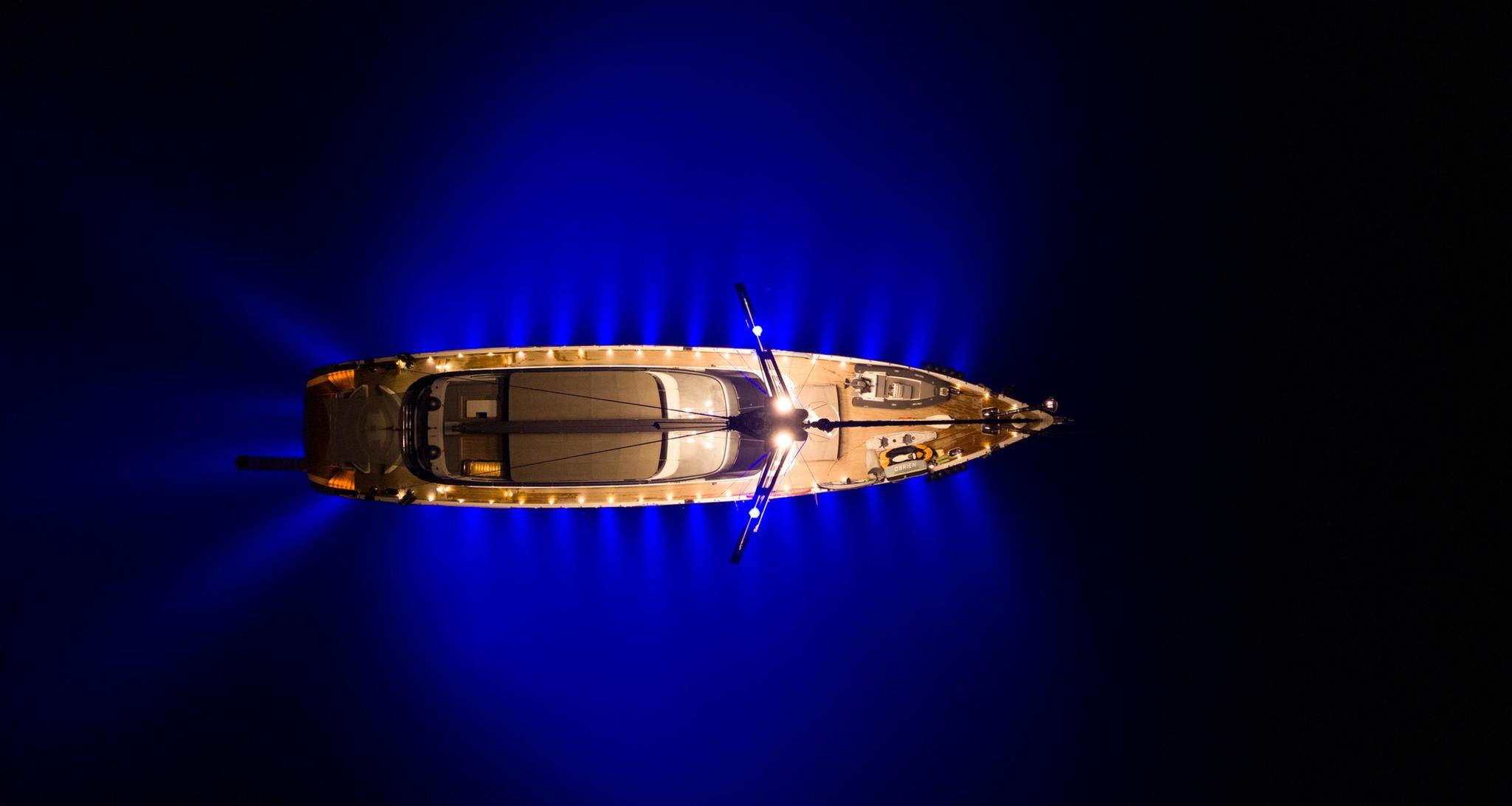 Long Island gulet aerial view in Türkiye