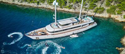 Omnia gulet aerial view in Croatia