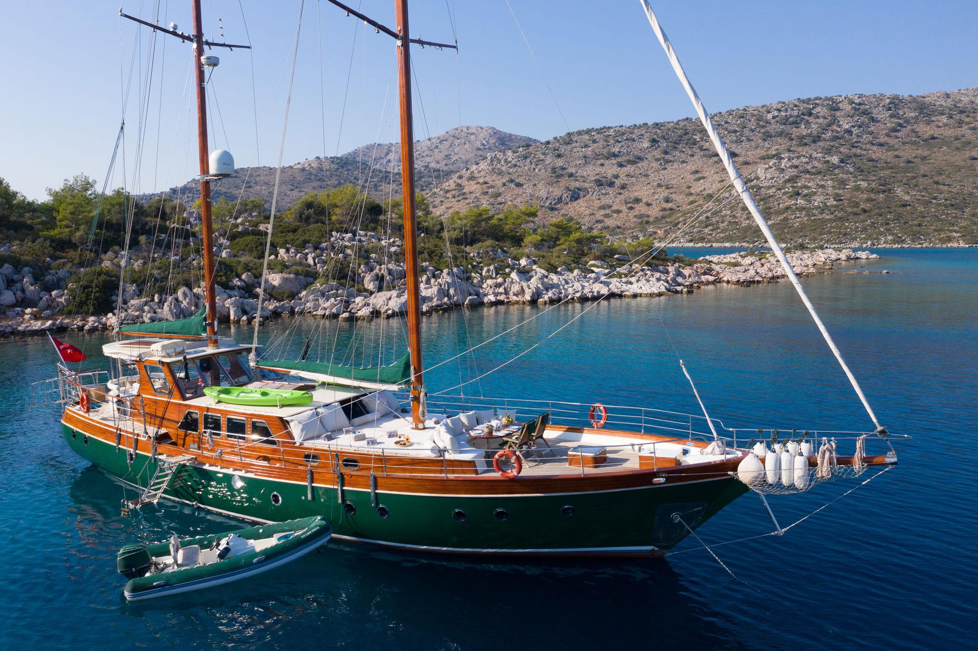 Lady Freya gulet amenities aerial view in Türkiye