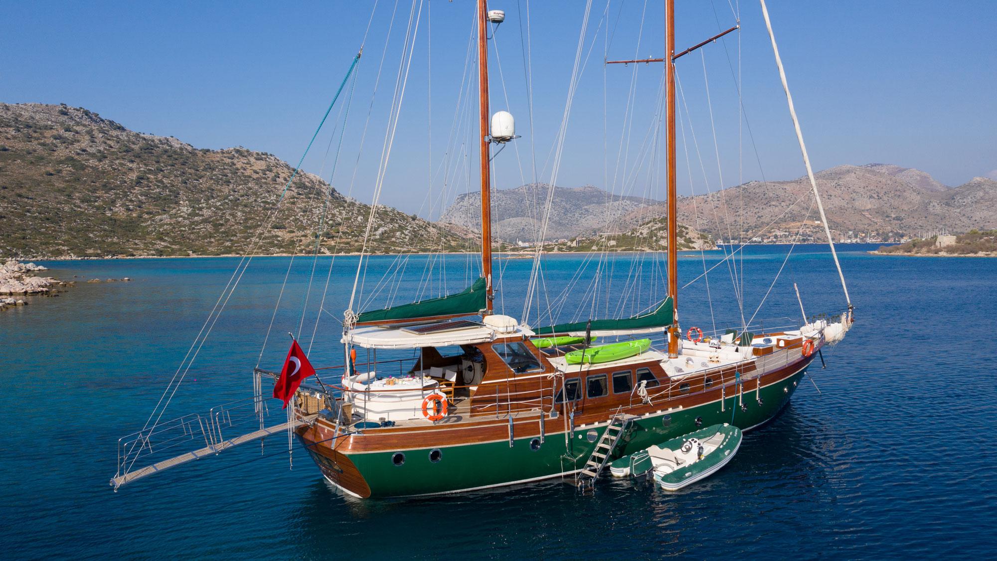 Lady Freya gulet amenities aerial view in Türkiye