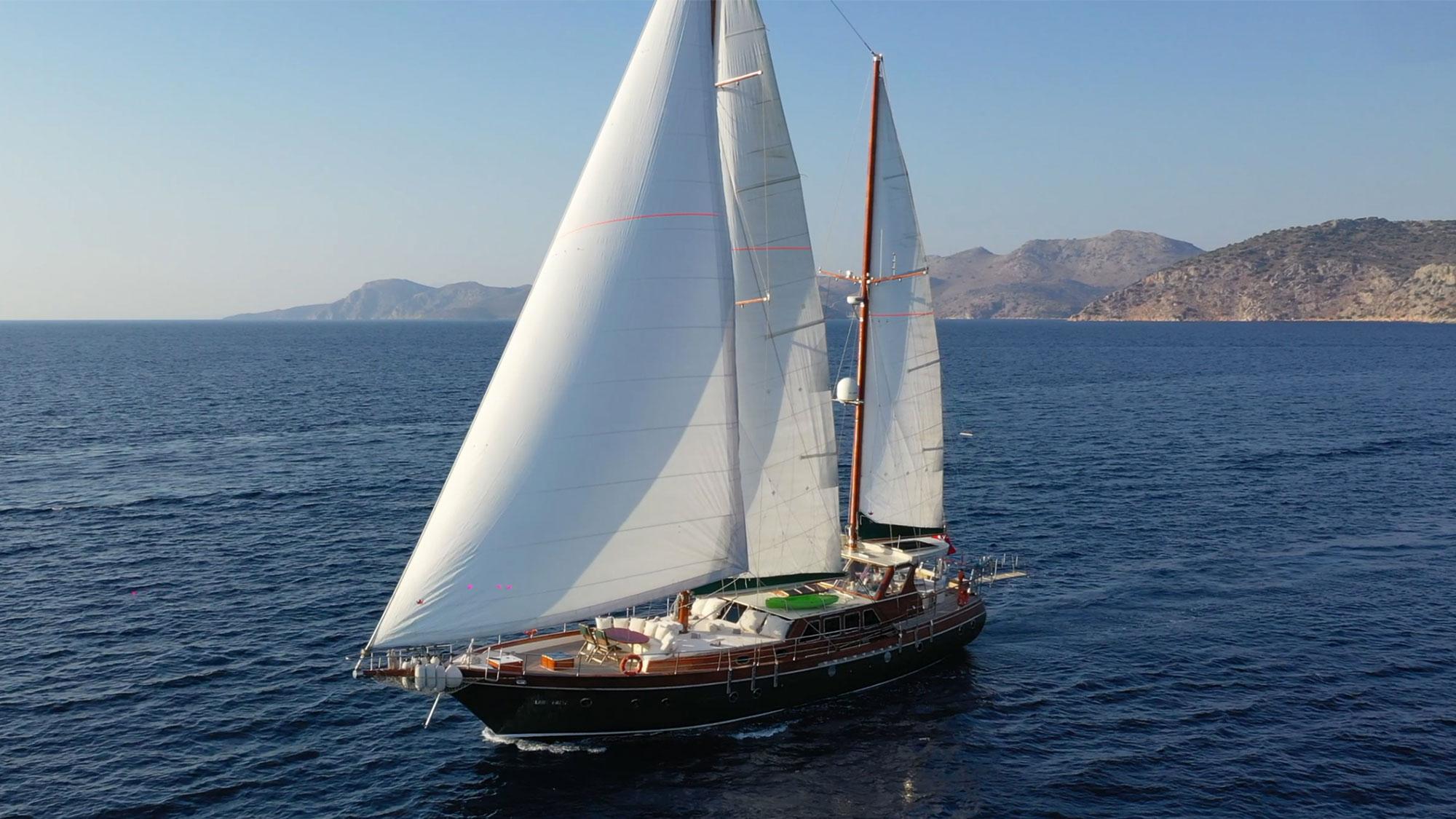 Lady Freya gulet amenities aerial view in Türkiye