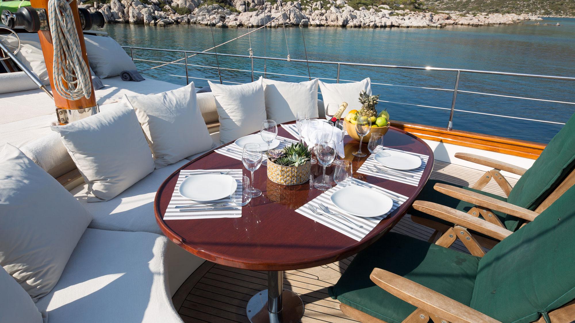 Lady Freya gulet amenities exterior deck in Türkiye