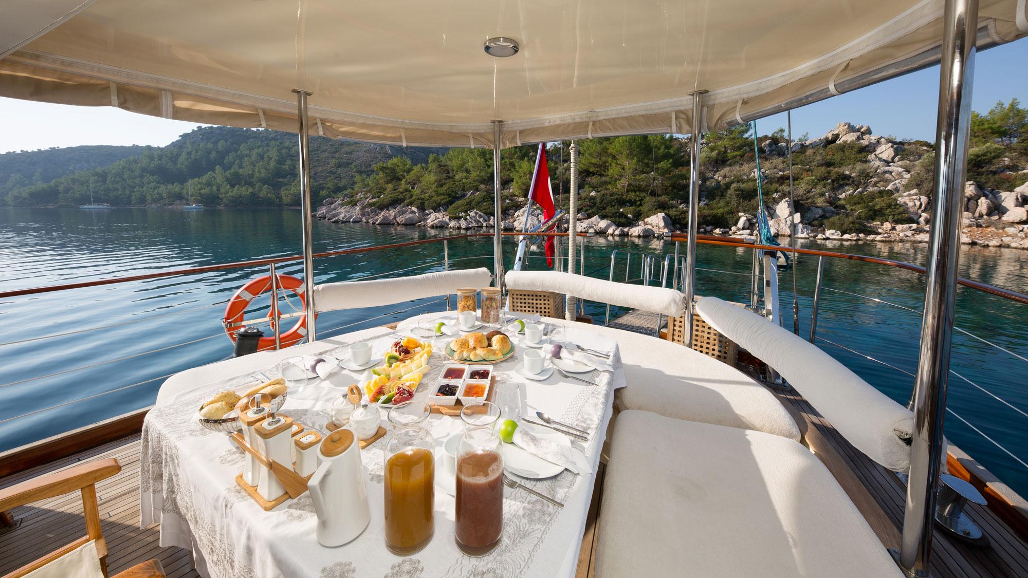 Lady Freya gulet amenities exterior deck in Türkiye
