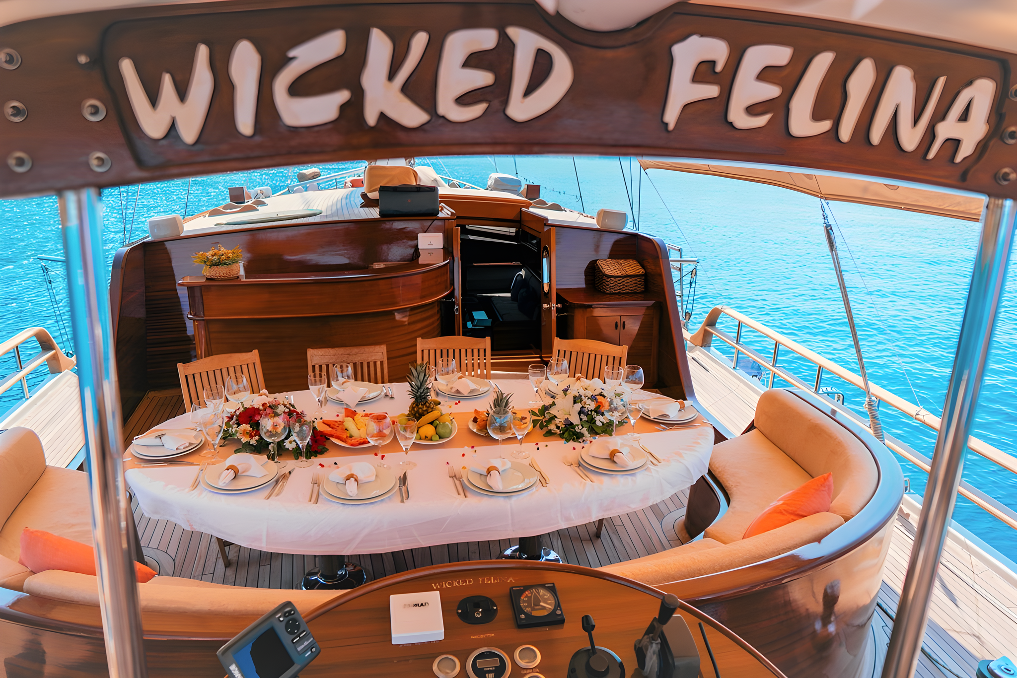 Wicked Felina gulet amenities lifestyle dining in Türkiye