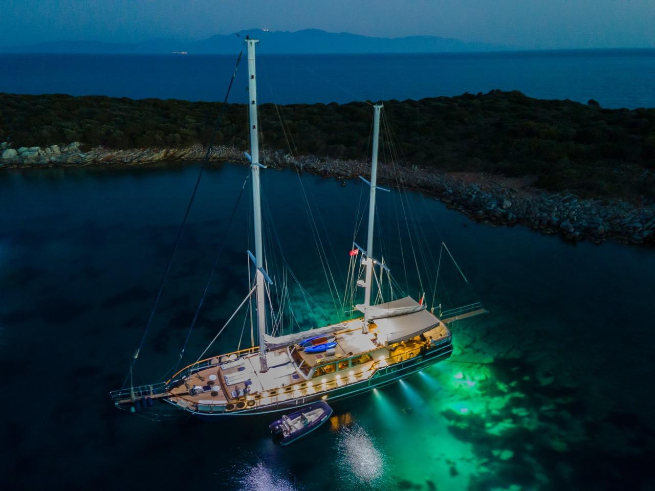 Dea Del Mare gulet amenities aerial view in Türkiye