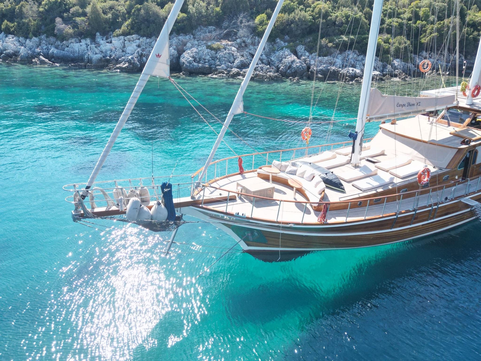 Carpe Diem XI gulet amenities aerial view in Türkiye