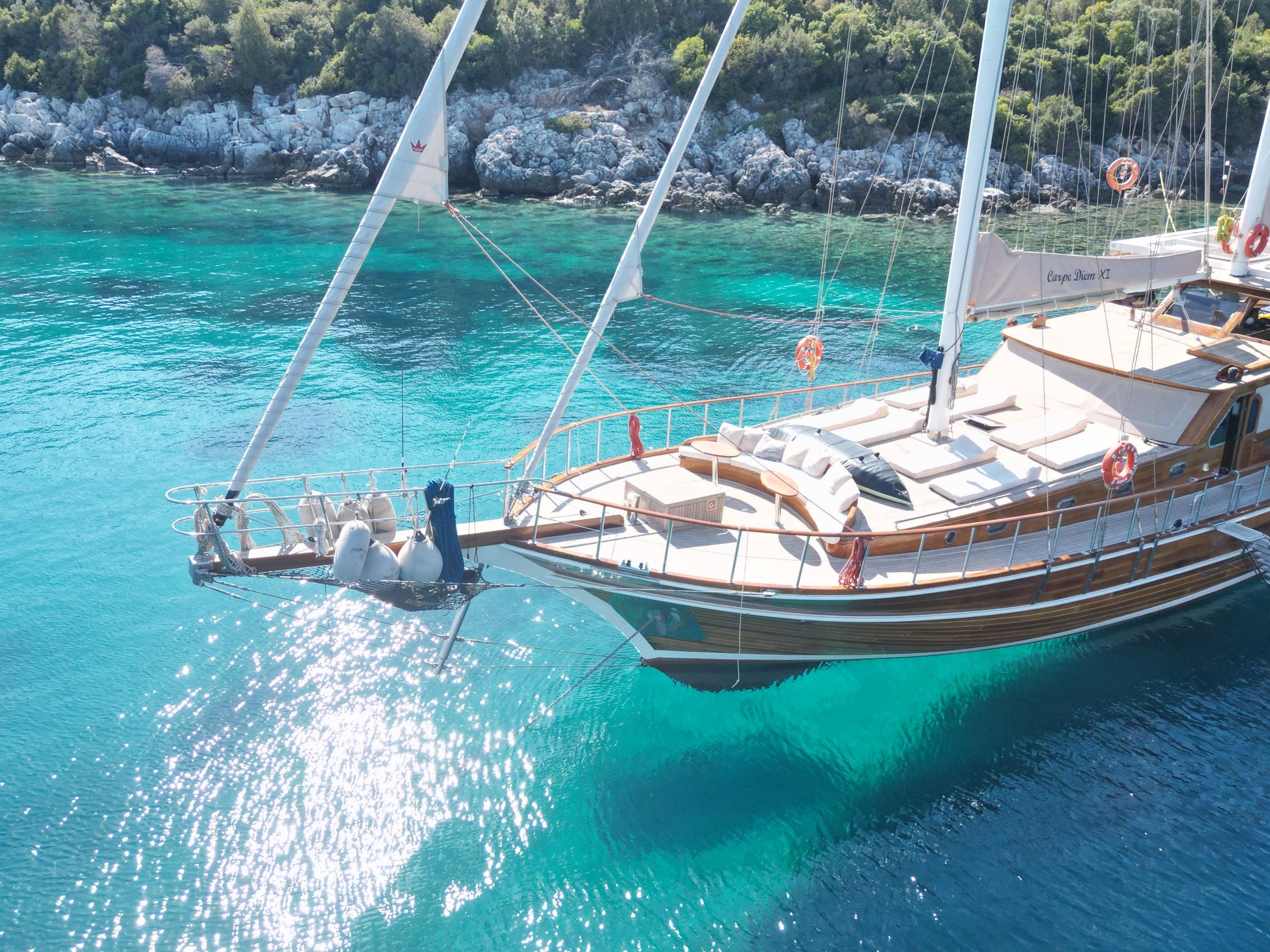 Carpe Diem XI gulet amenities aerial view in Türkiye