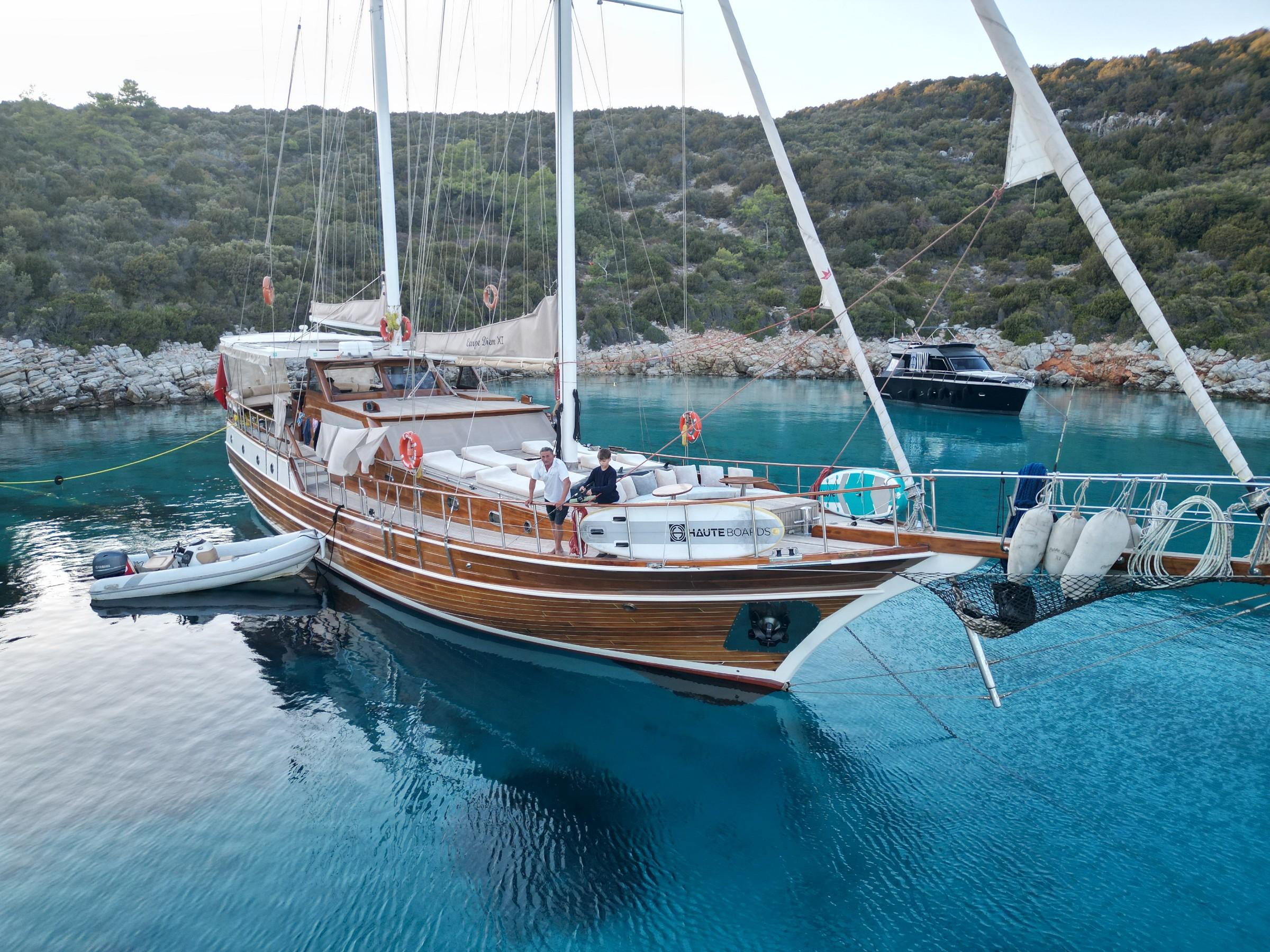 Carpe Diem XI gulet amenities aerial view in Türkiye