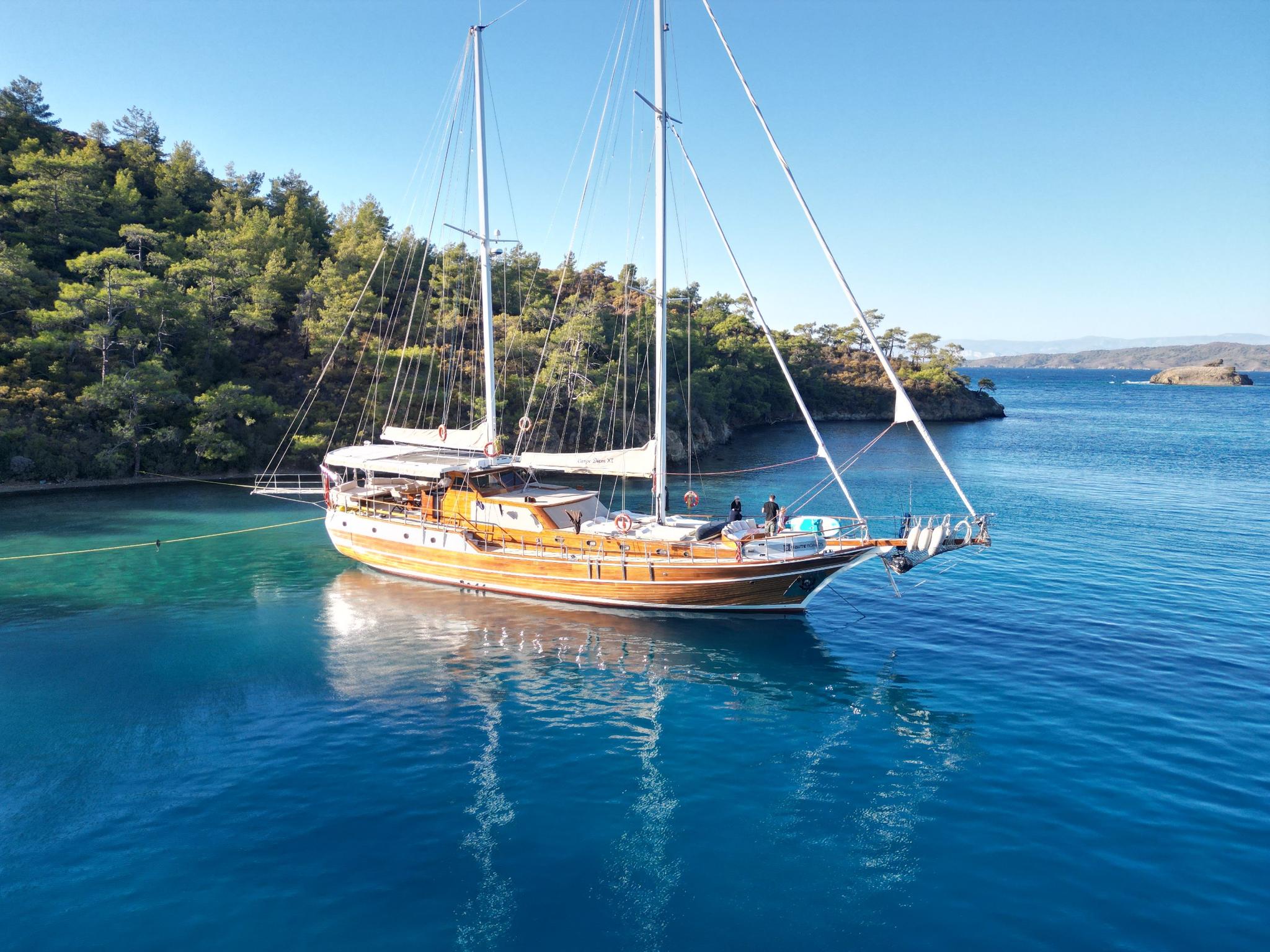 Carpe Diem XI gulet amenities aerial view in Türkiye