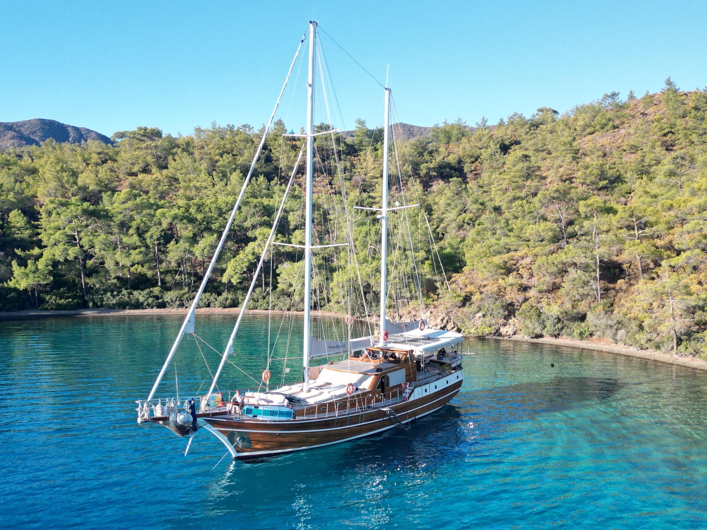 Carpe Diem XI gulet amenities aerial view in Türkiye