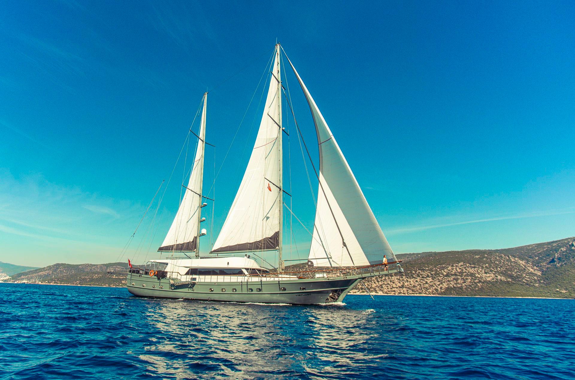 Virtuoso gulet amenities aerial view in Greece