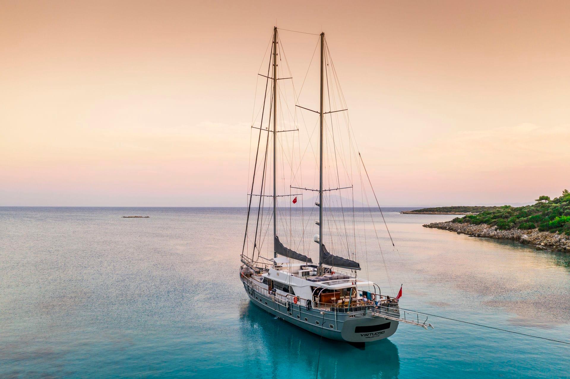 Virtuoso gulet amenities aerial view in Greece