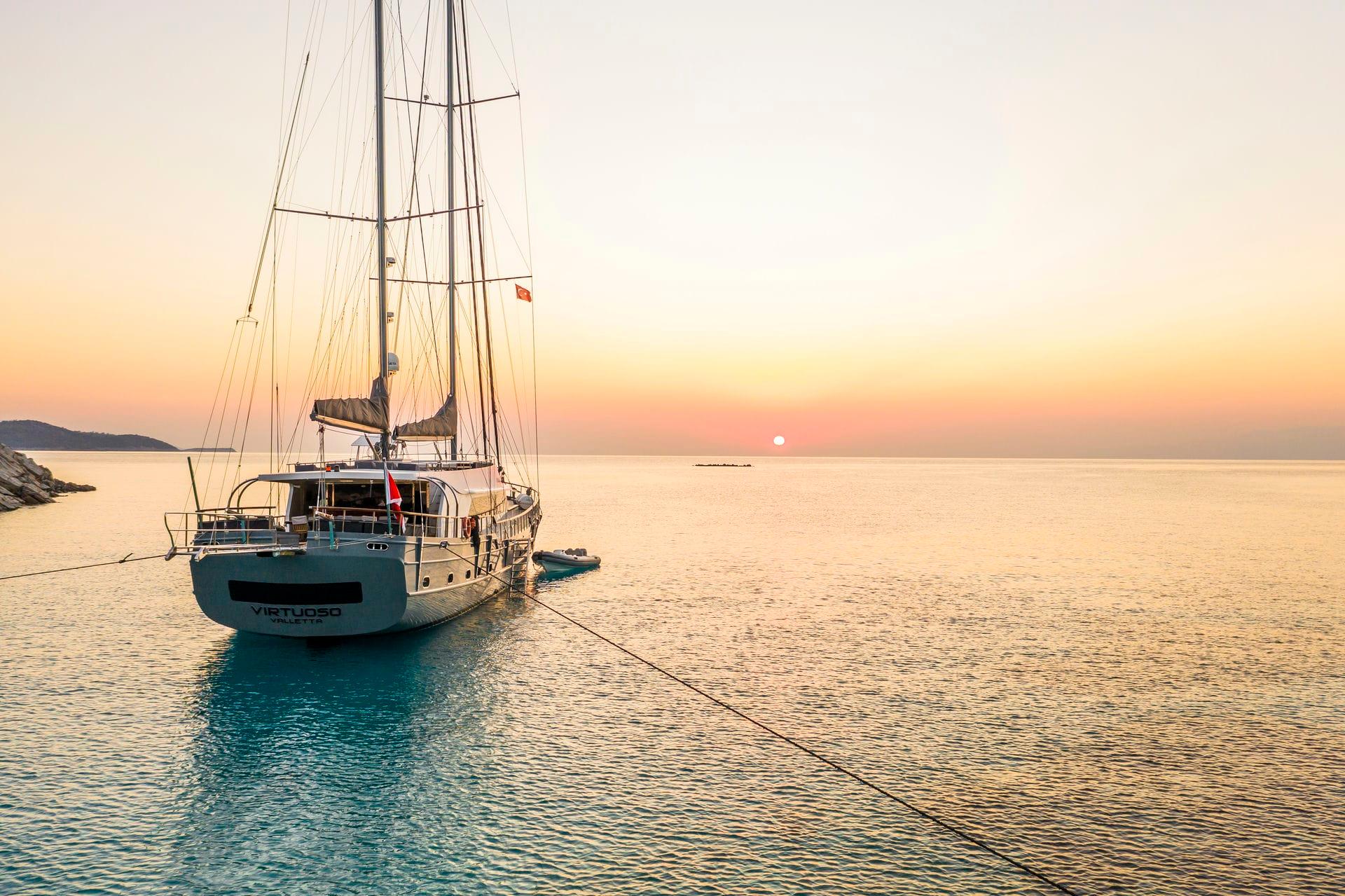 Virtuoso gulet amenities aerial view in Greece