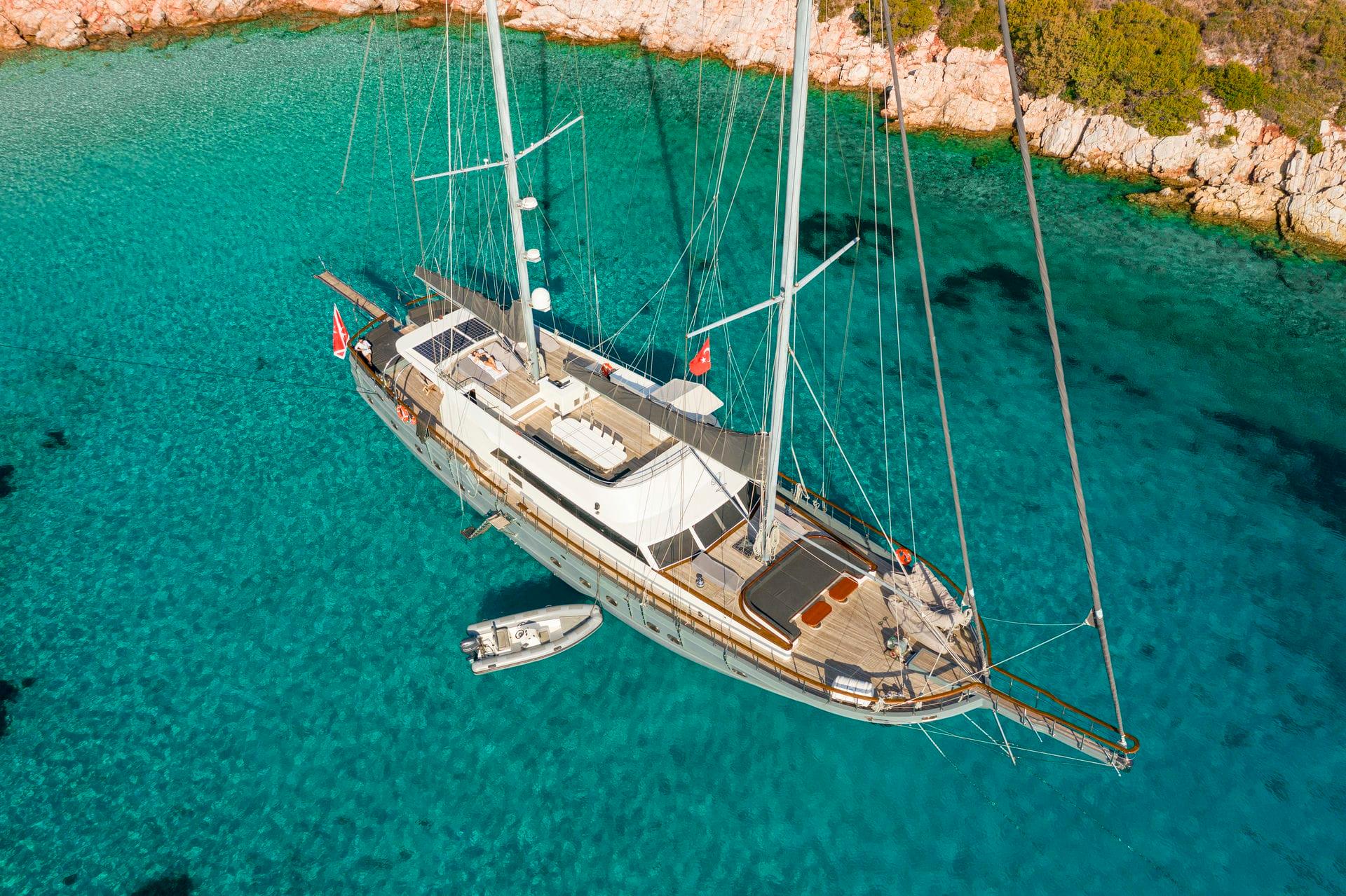 Virtuoso gulet aerial view in Greece