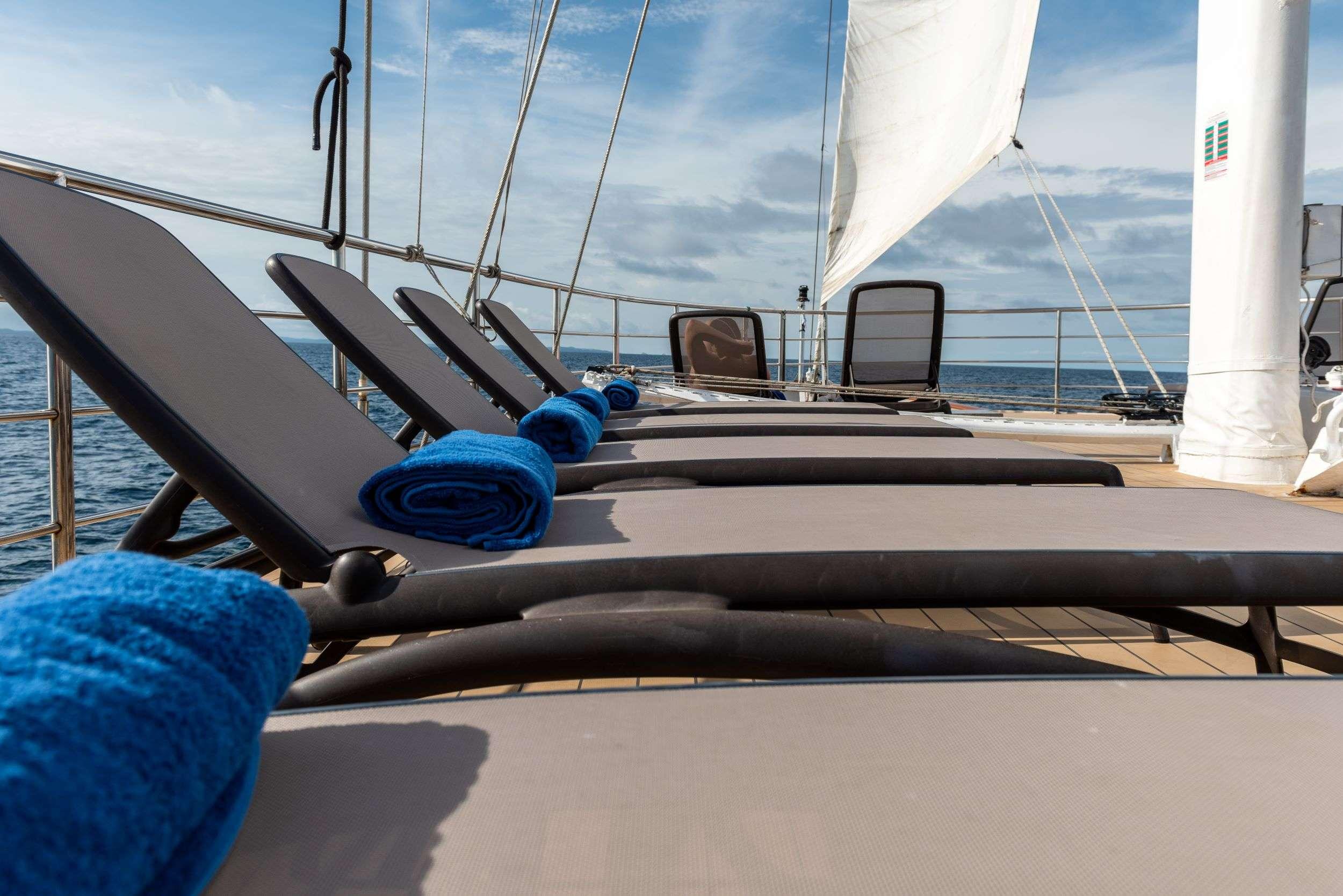 Panorama gulet amenities exterior deck in Greece