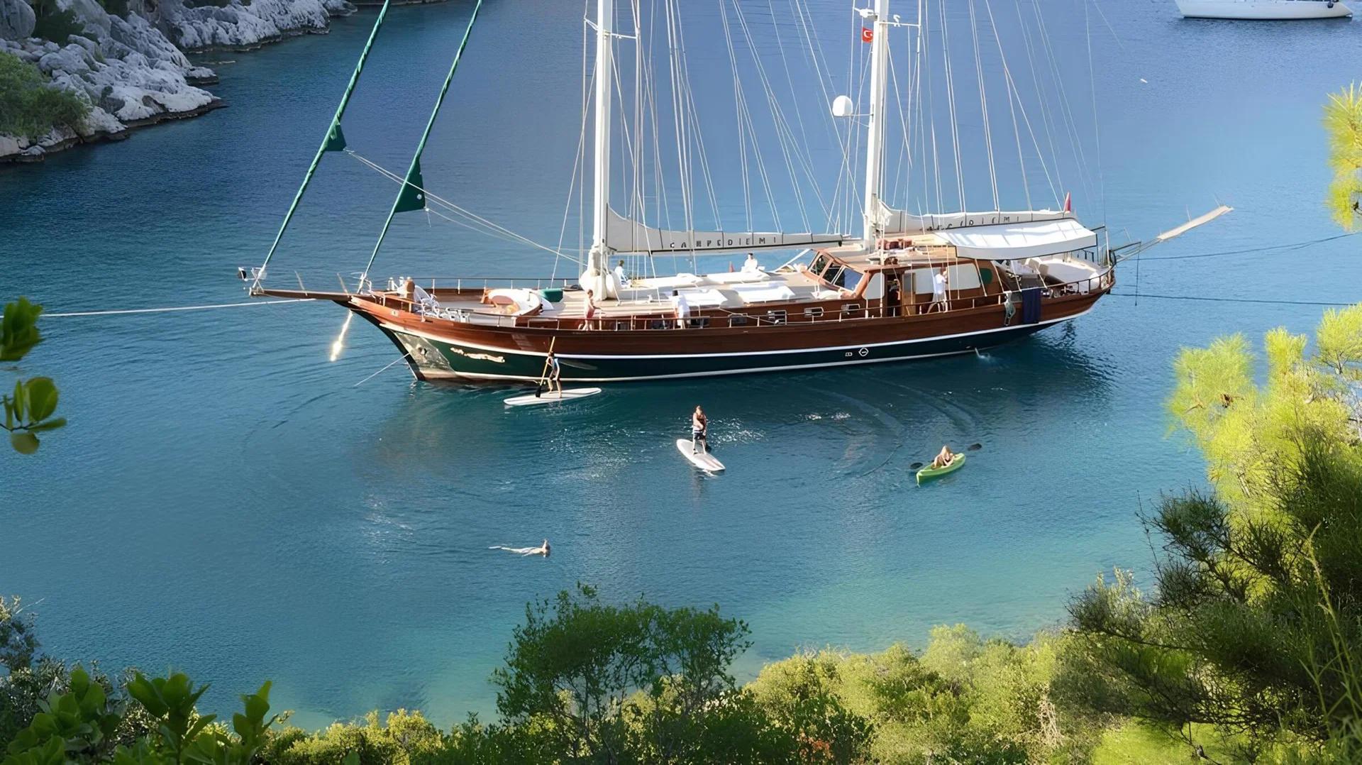 Carpe Diem V gulet amenities aerial view in Türkiye