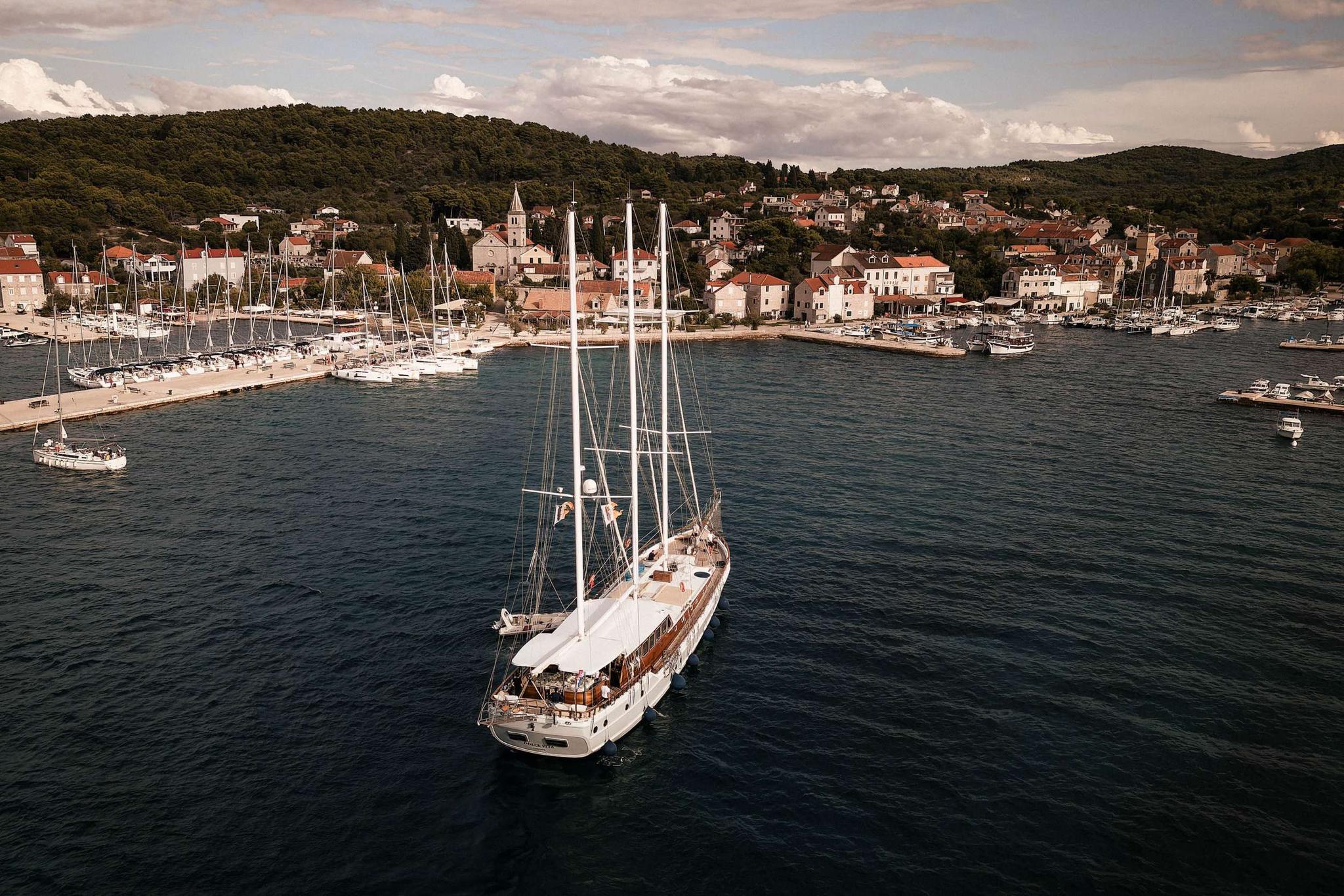 Dolce Vita gulet aerial view in Croatia