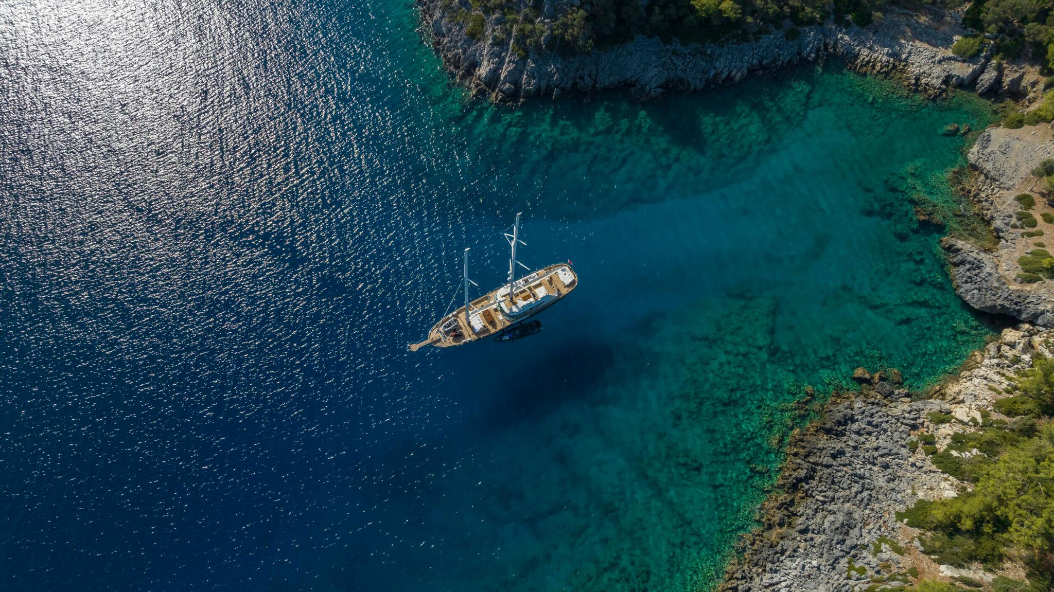 THAT'S AMORE gulet aerial view in Greece