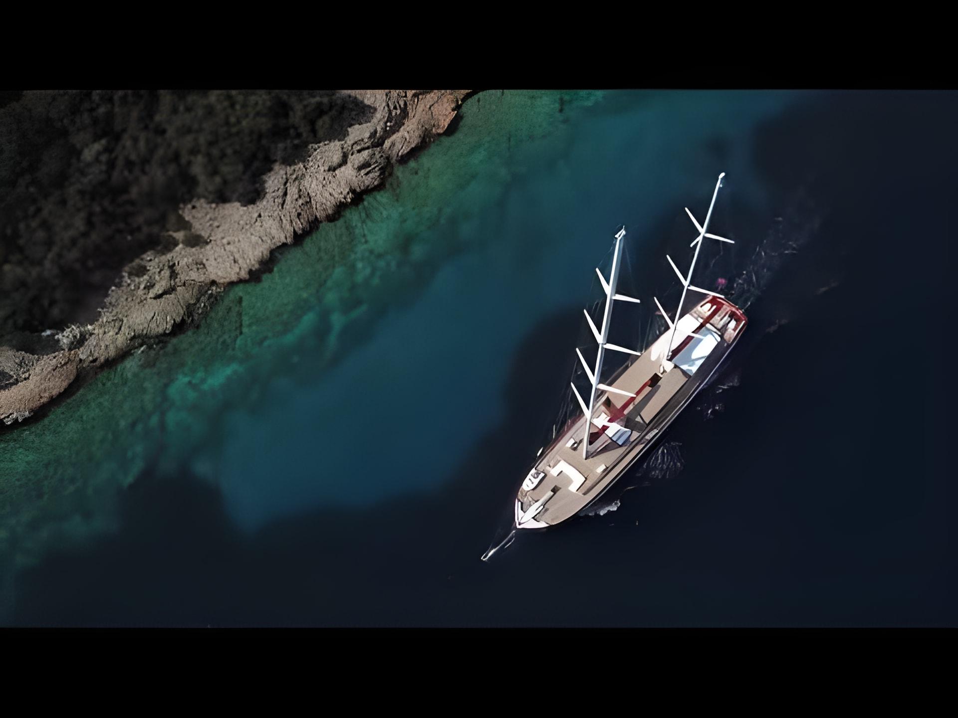 THAT'S AMORE gulet aerial view in Greece