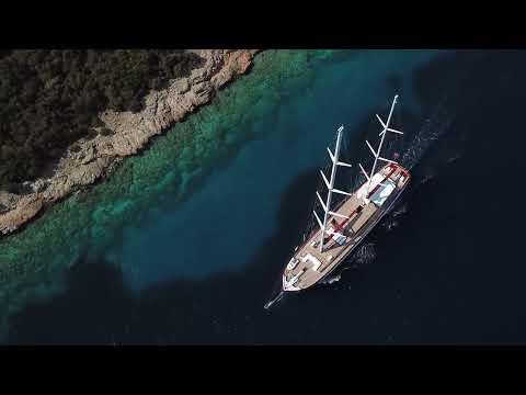 THAT'S AMORE gulet aerial view in Greece