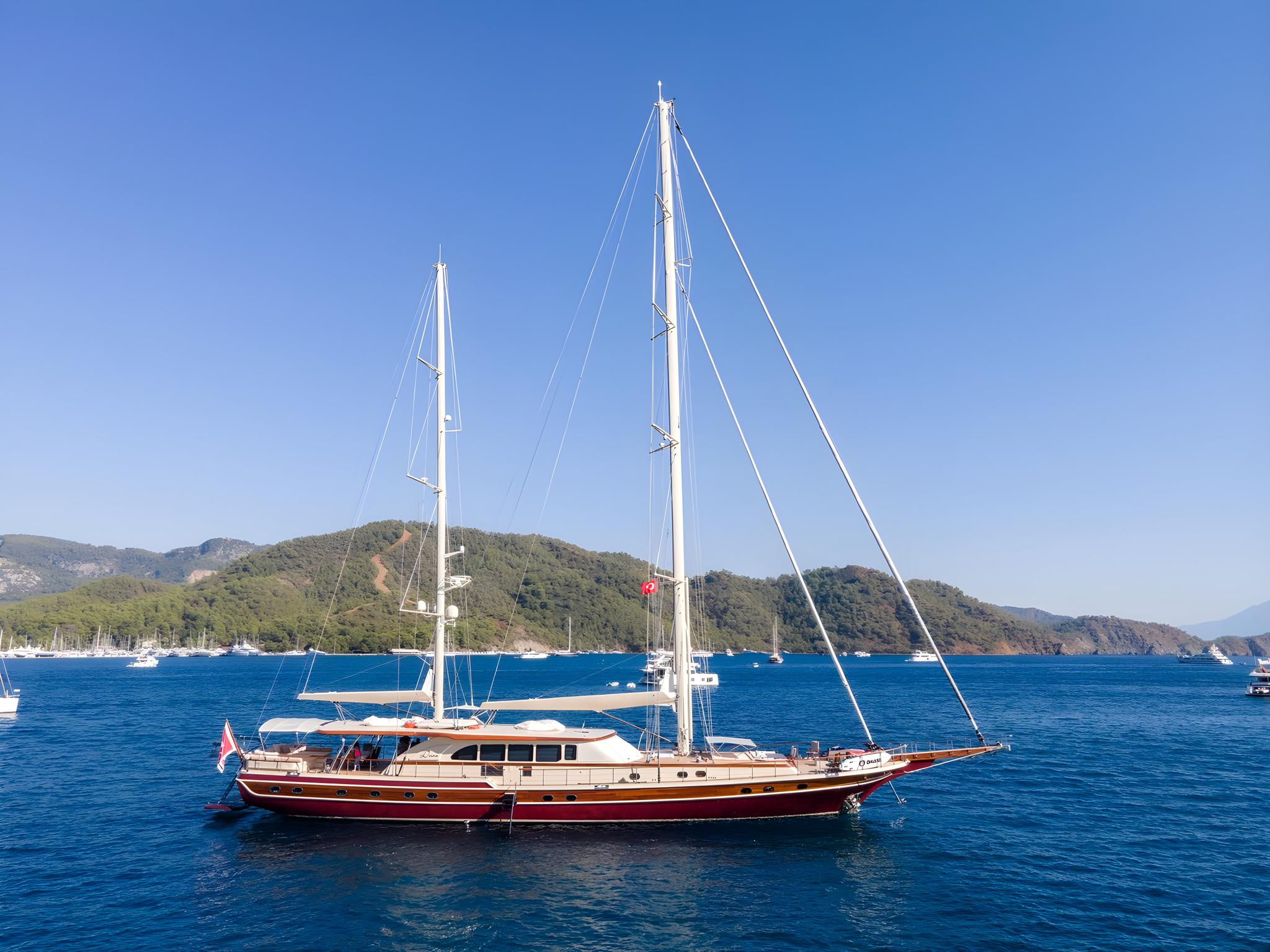 Daima gulet amenities aerial view in Türkiye