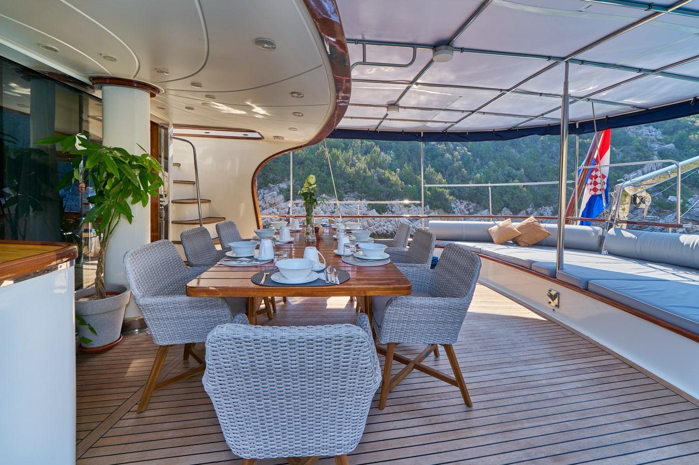 Lotus gulet amenities exterior deck in Croatia