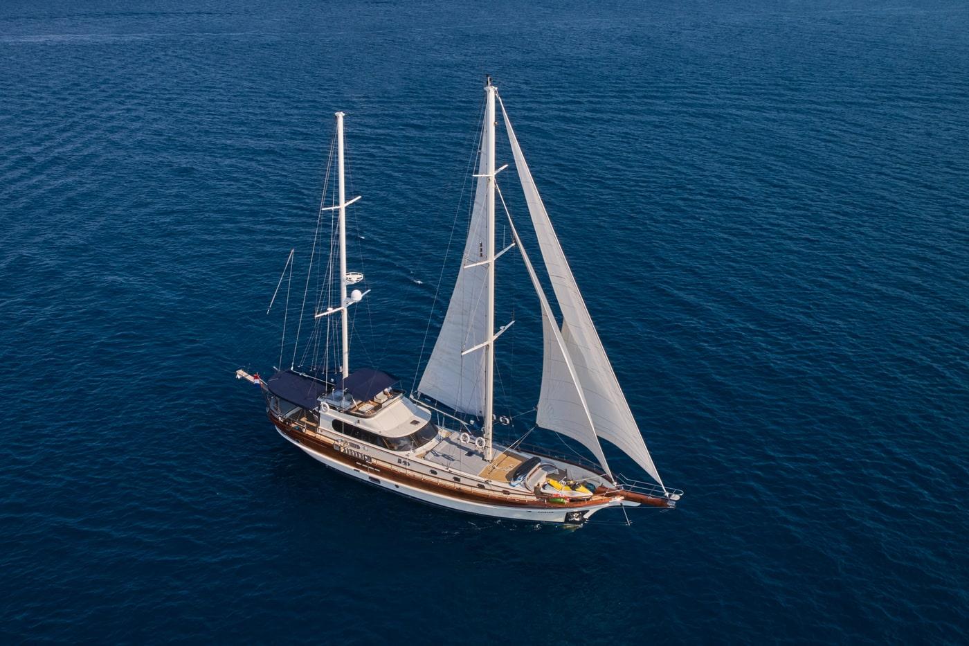 Lotus gulet aerial view in Croatia