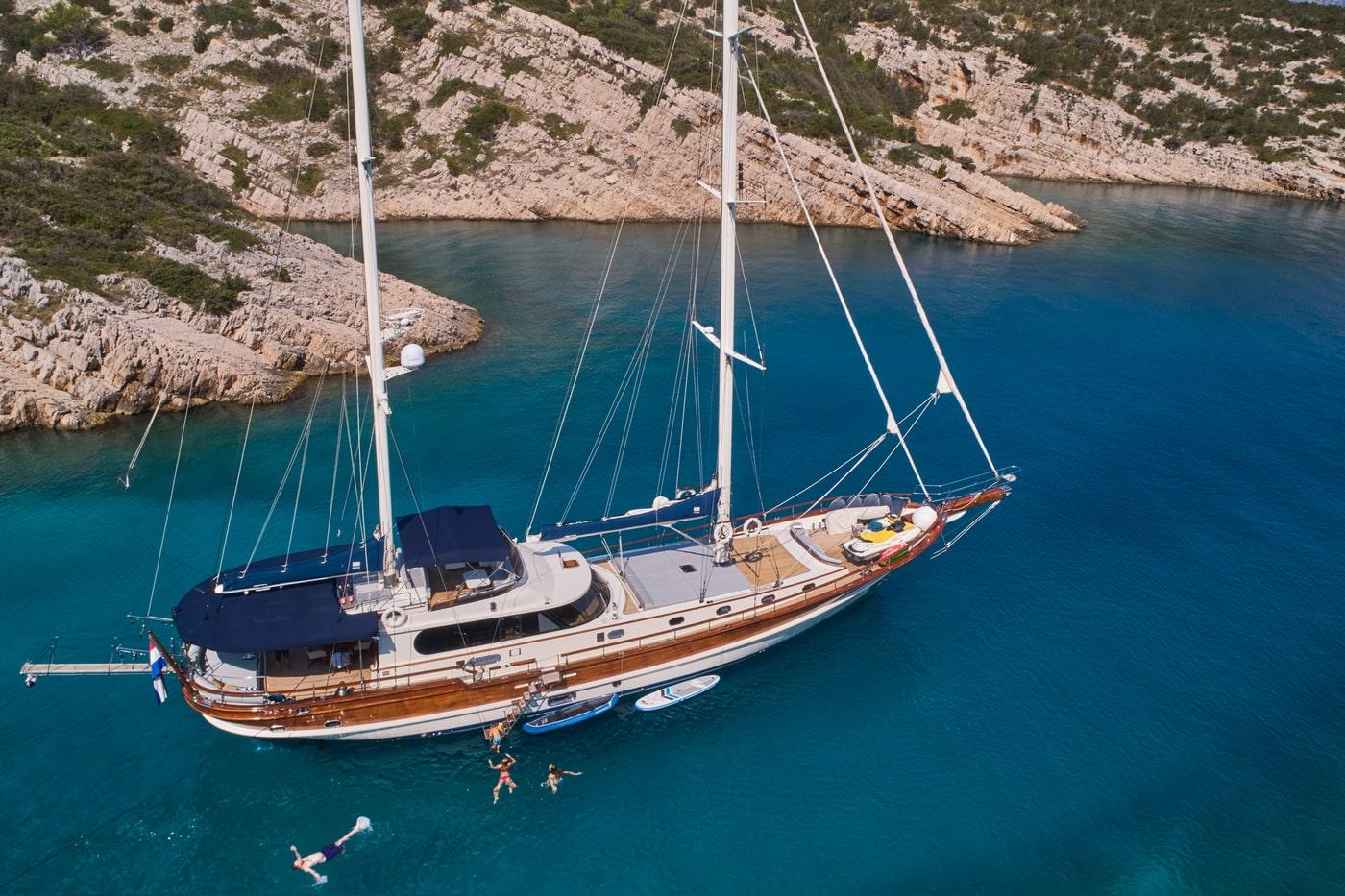 Lotus gulet aerial view in Croatia